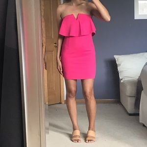 Pink strapless mini dress